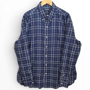 Chaps Shirt Mens‎ XXL 2XL Blue Button Stretch Easy Care Twill Long Sleeve Casual